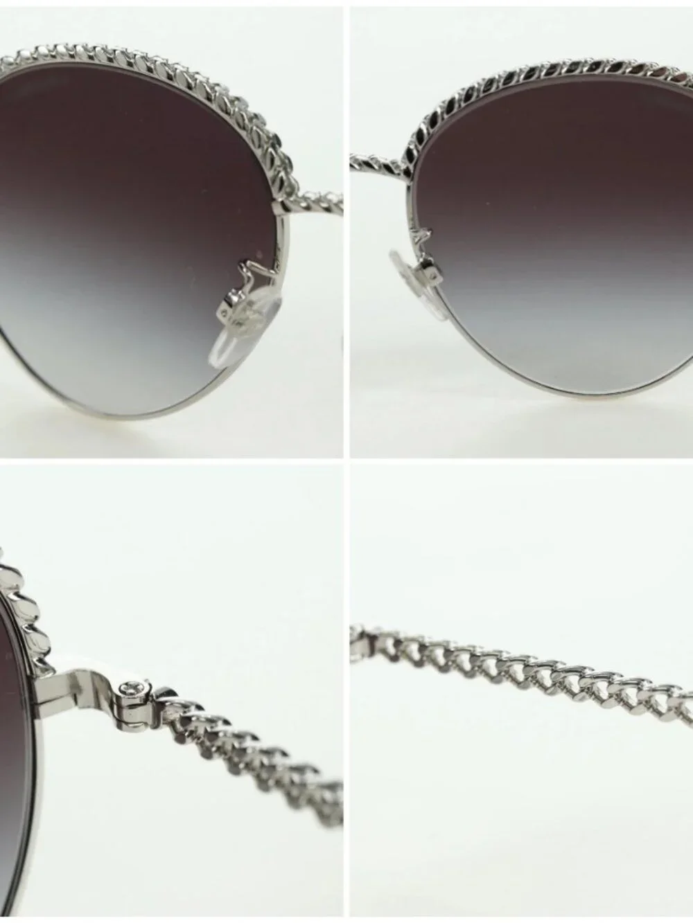 CHANEL Sunglasses metal Silver tone 4242 CC Auth 177100V